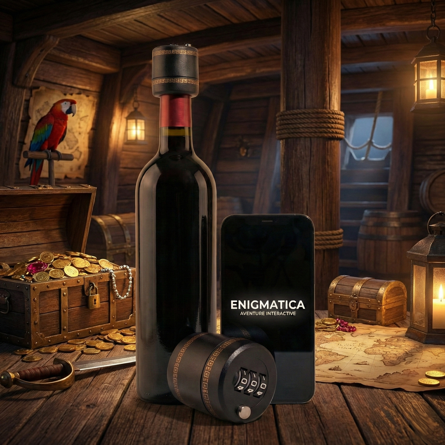 Cadenas à Bouteille - Jeu d'énigme interactif inclus